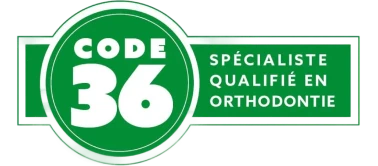 Badge Code 36, spécialiste qualifié en orthodontie